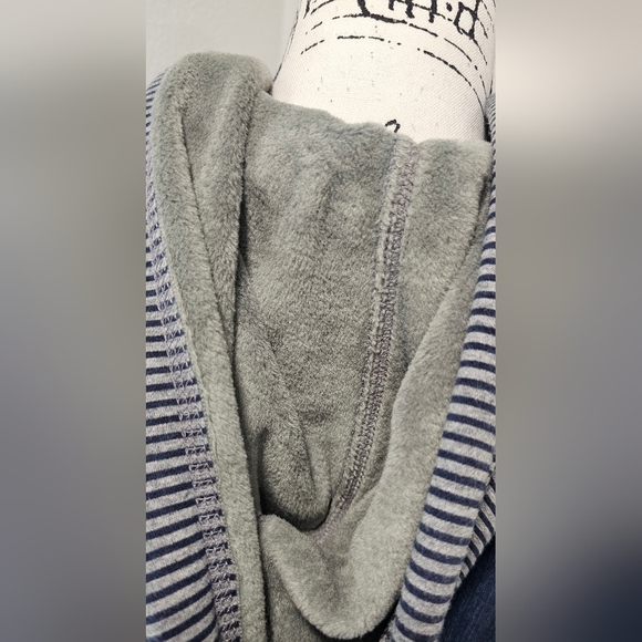 No Boundaries Combo Denim Sherpa Button Up Hooded Blue Gray Jean Jacket Jr's XXL - Picture 7 of 13